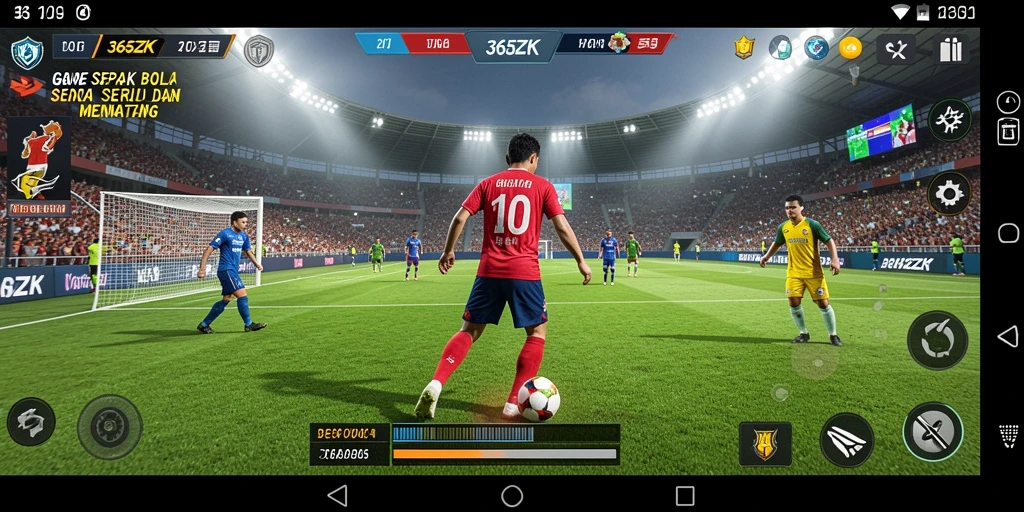 Screenshot gameplay 365ZK yang menampilkan pertandingan sepak bola yang seru.