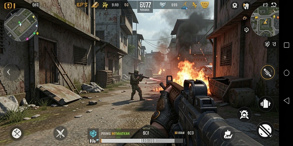 Gameplay intens 6CF dengan pertempuran menegangkan di berbagai peta.