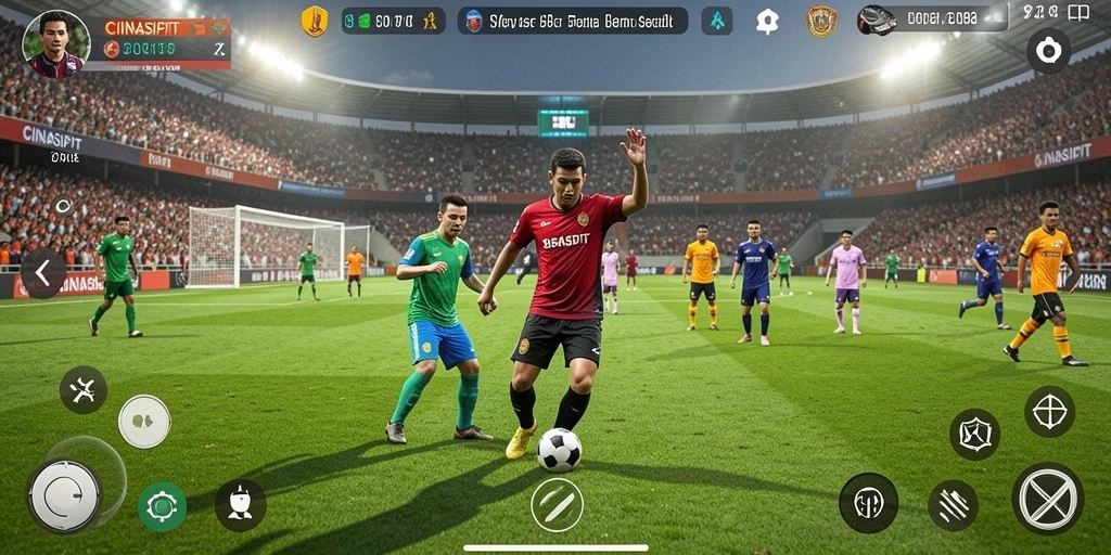 Tampilan gameplay menarik dari CINASIPIT yang penuh aksi sepak bola.