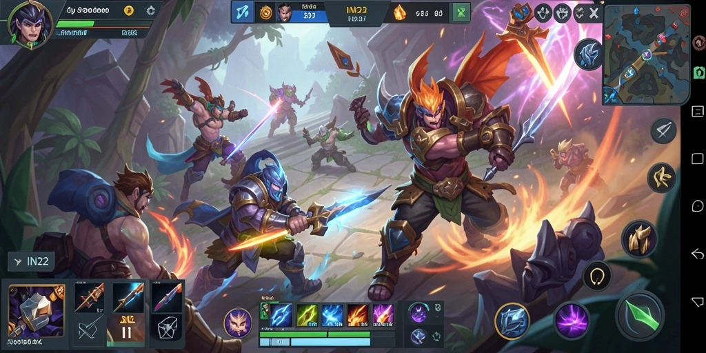 Gameplay mendebarkan dalam IN22 dengan aksi MOBA yang intens.