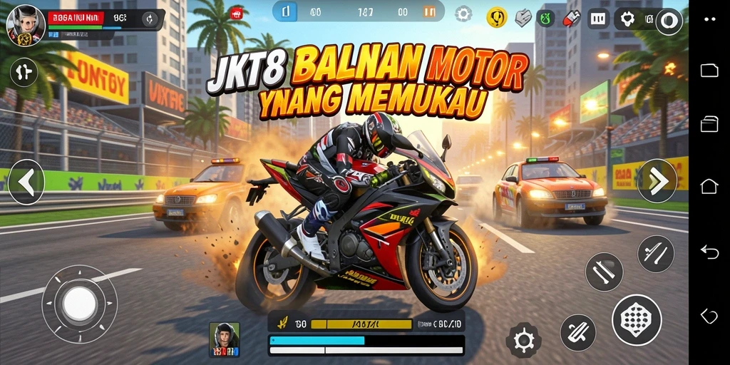 Gameplay balapan motor yang seru dan mendebarkan.