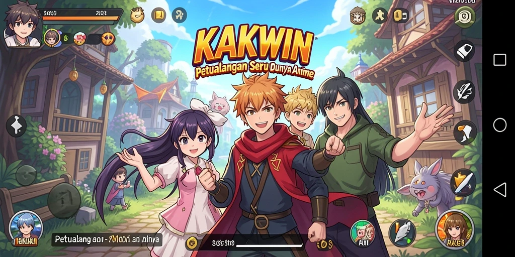 Screenshot gameplay KAKWIN menampilkan aksi seru dengan karakter anime.