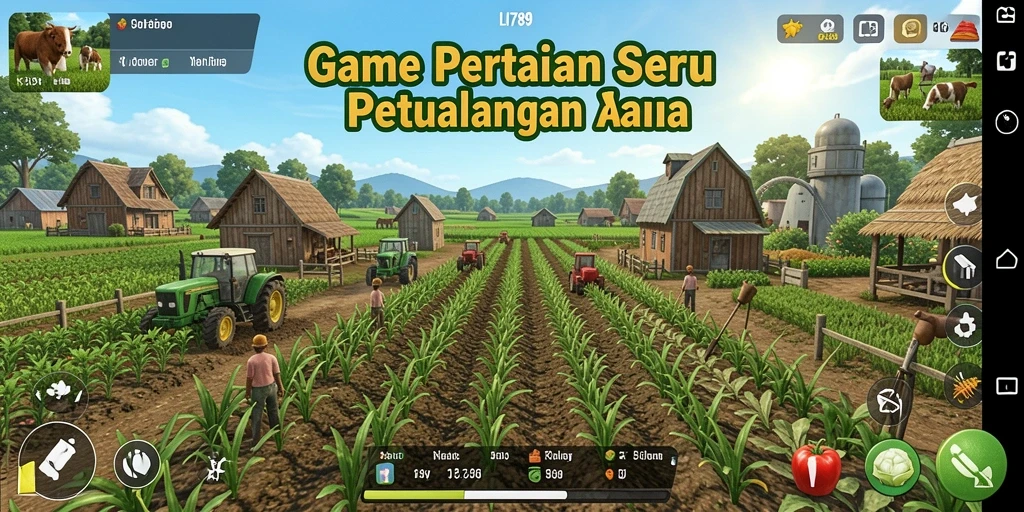 Tampilan gameplay LI789 yang colorful dan menarik dalam pertanian.