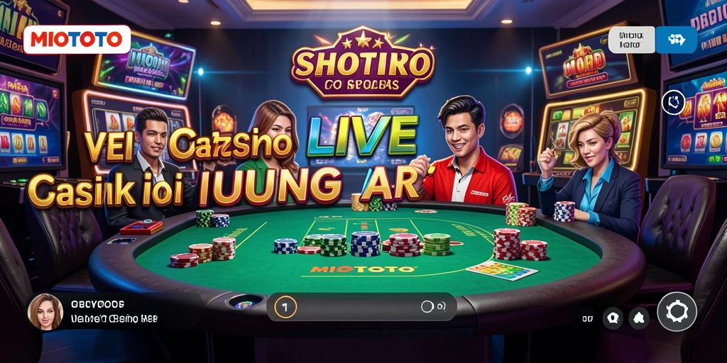 Screenshot MIOTOTO menampilkan dealer profesional dalam permainan Live Casino.