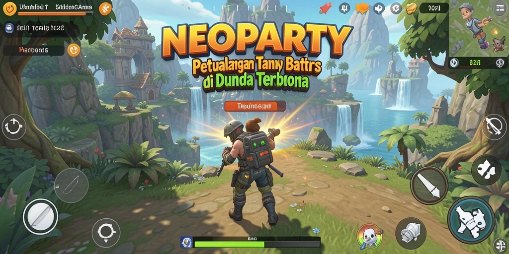 Screenshot gameplay NEOPARTY menampilkan keindahan dunia terbuka.