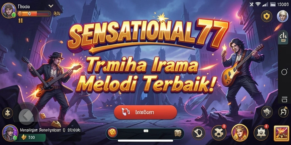 Tampilan gameplay SENSATIONAL77 dengan berbagai tantangan musik.