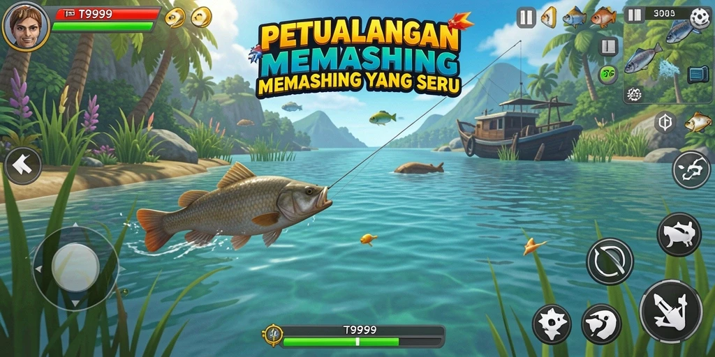 Gameplay seru T9999 dengan pengalaman memancing yang mendebarkan.