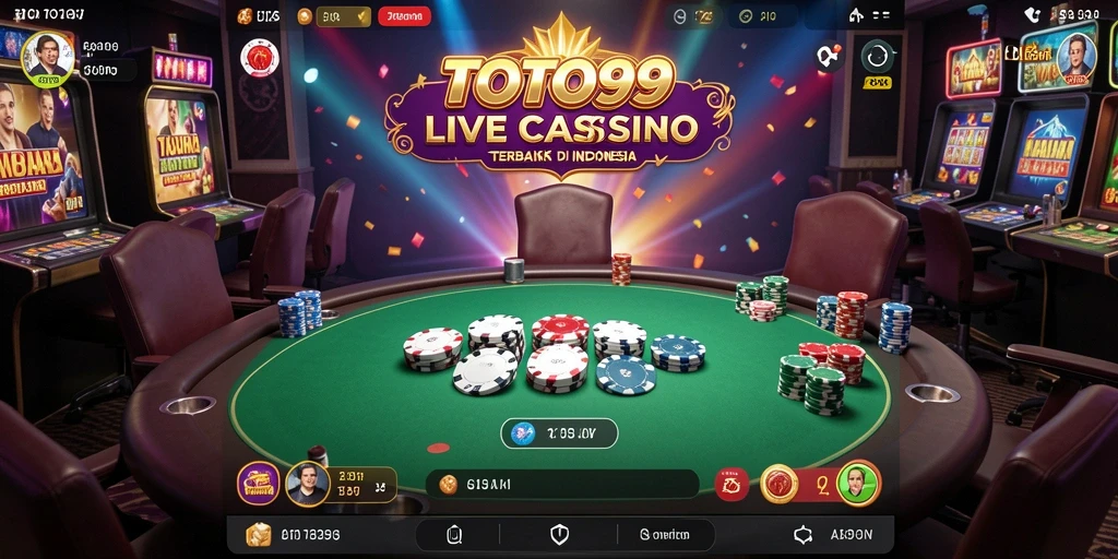 Screenshot menampilkan dealer langsung dan suasana permainan Live Casino.